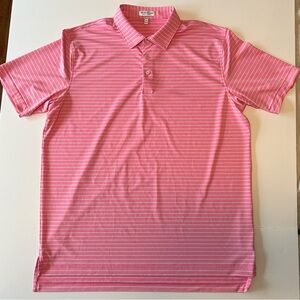 Peter Millar Summer Comfort Polo Pink Blue Stripe Golf Shirt - XL